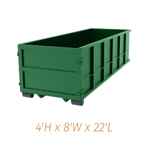 we offer flexible rental periods for our twenty yard dumpsters, ranging from a few days to several weeks depending on your needs